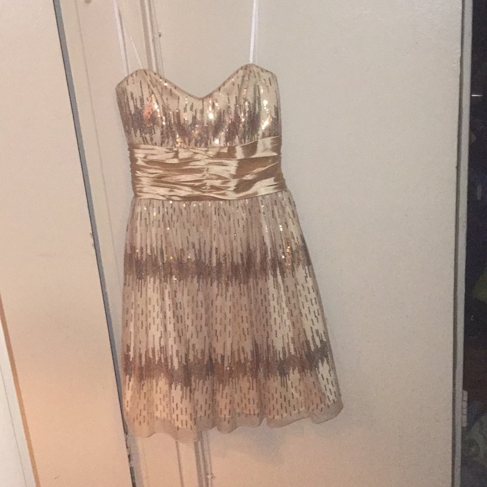 Gold sequin prom dress